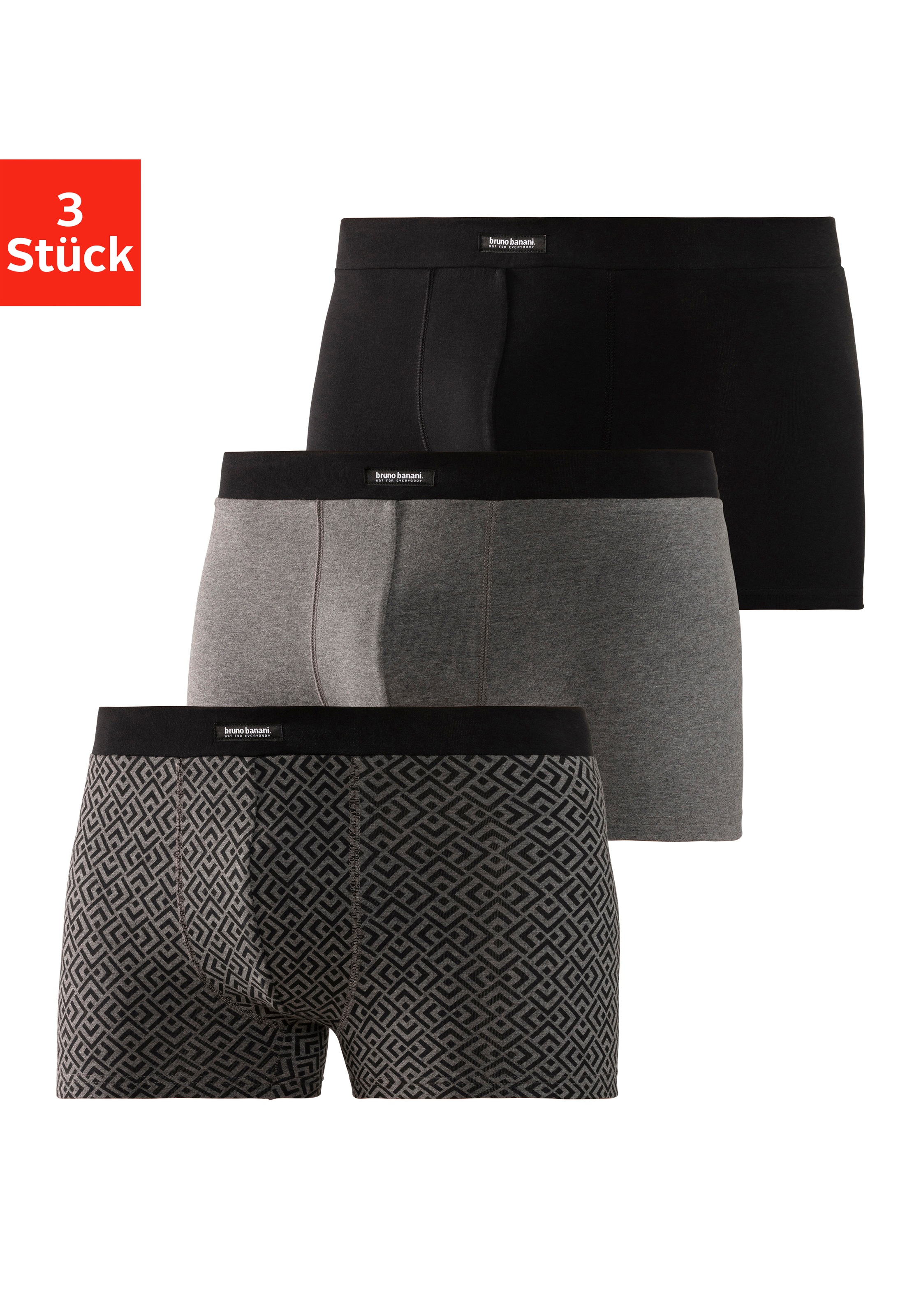 Bruno Banani Boxer »Boxershorts für Herren« Packung, 3 Stk. 1x mit modischem Druck
