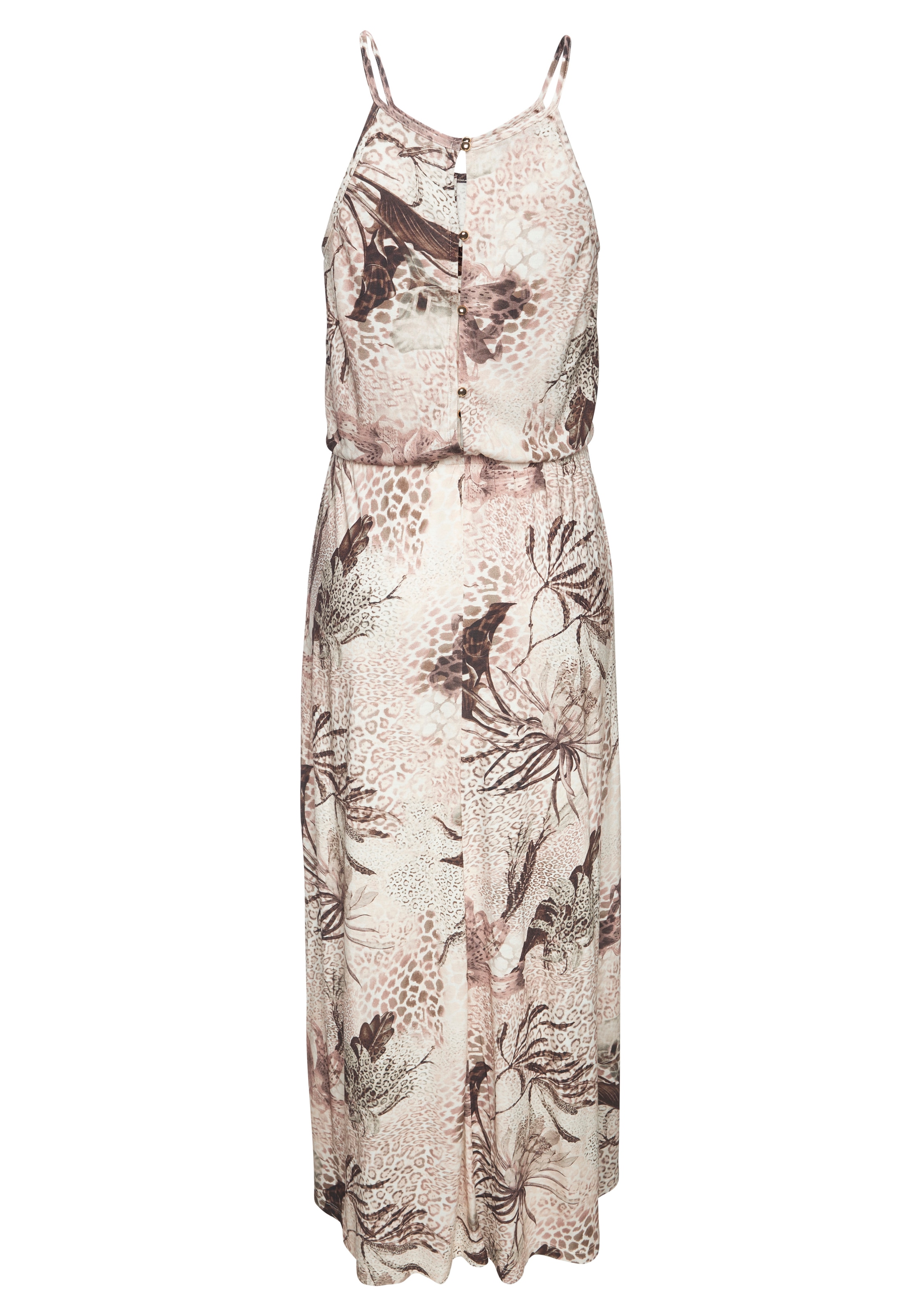 LASCANA Maxi robe »mit Alloverdruck aus fliessendem Vikosejersey, Schlitz am Rücken« leichtes Sommerkleid, fliessendes Strandkleid, angenehm auf der Haut