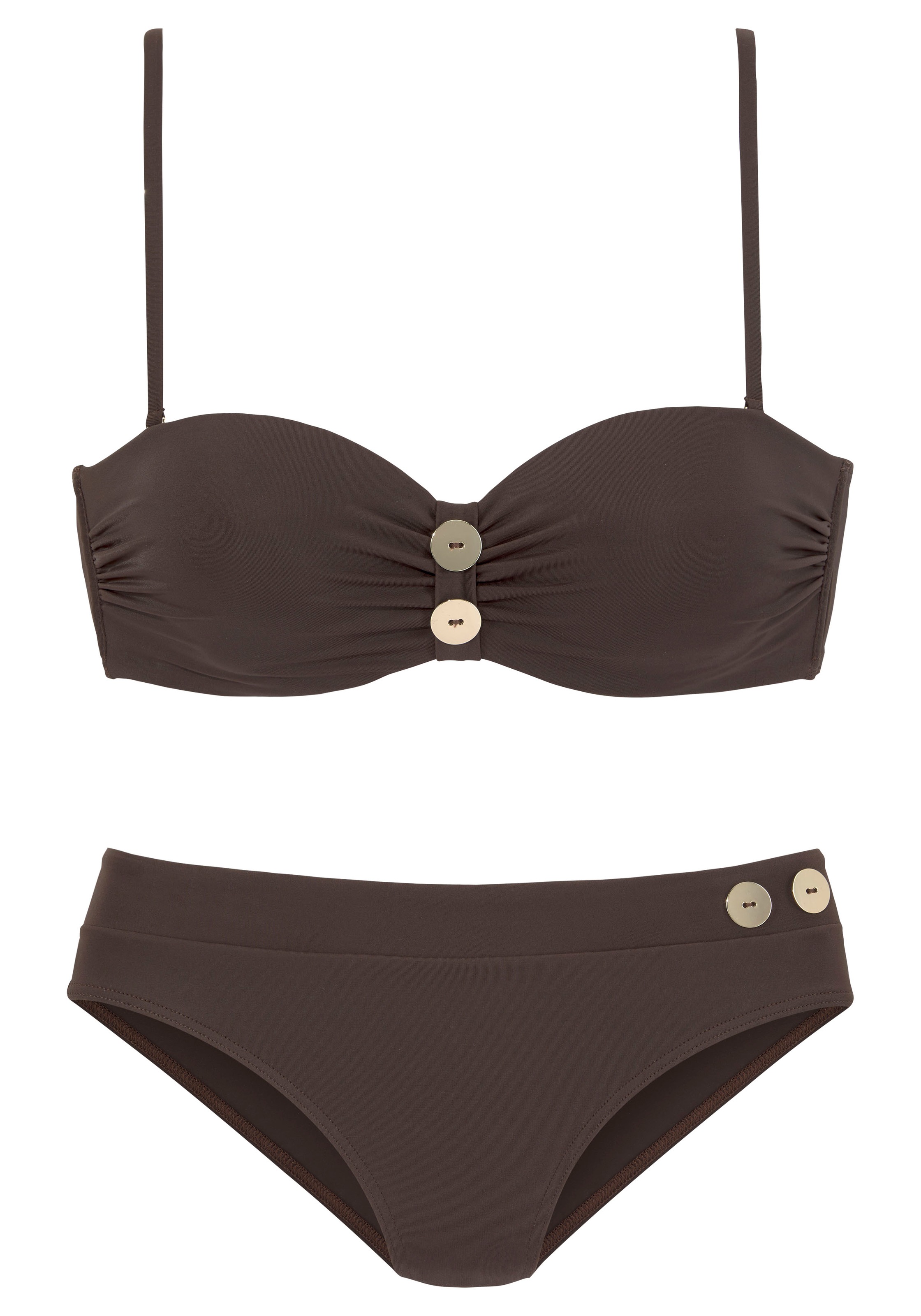 Vivance Bügel-Bandeau-Bikini mit edlen Zierknöpfen