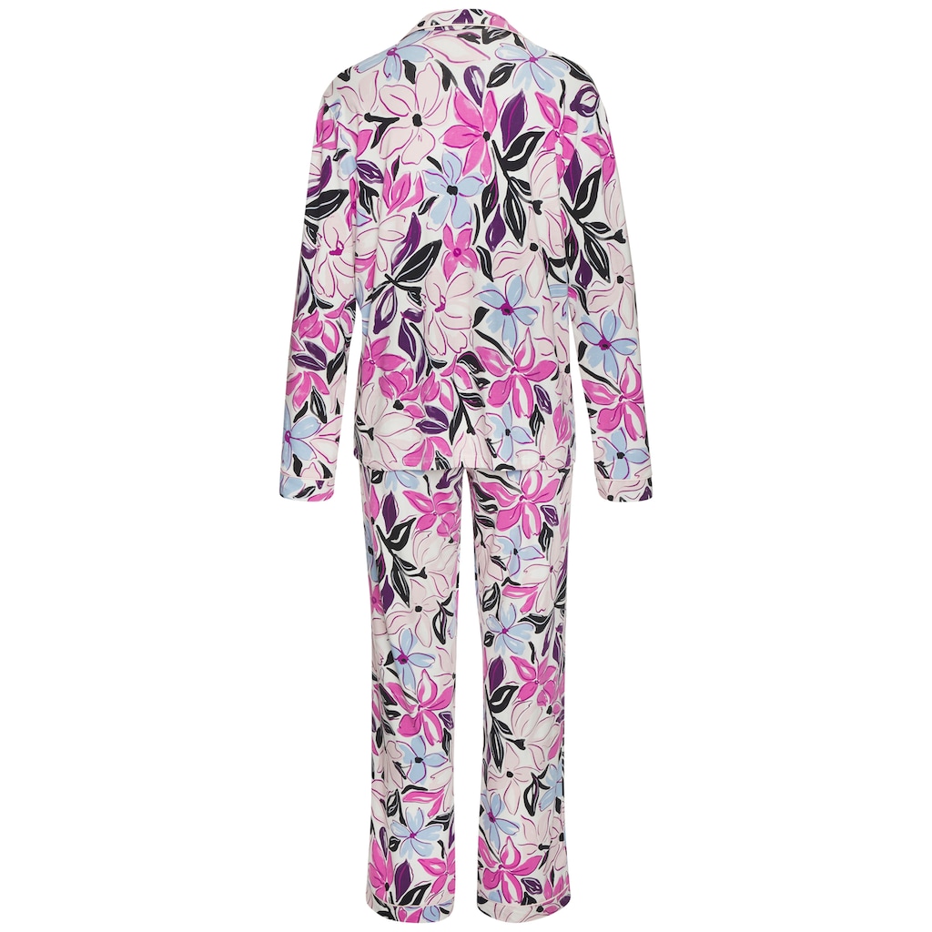 LASCANA Pyjama, (2 tlg.), mit schönem Alloverdruck