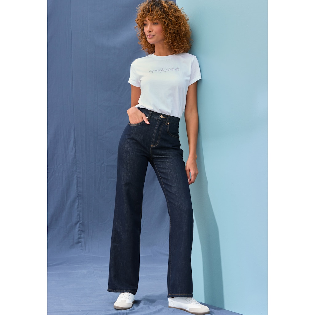LASCANA Weite Jeans, mit hohem Bund und 5-Pocket-Style, Wide-Leg Jeans