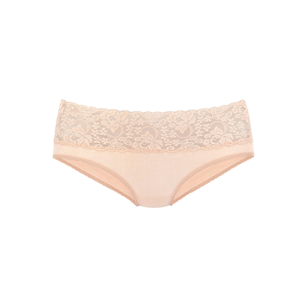 Vivance Slip, (3er-Pack), aus elastischer Baumwolle mit floraler Spitze