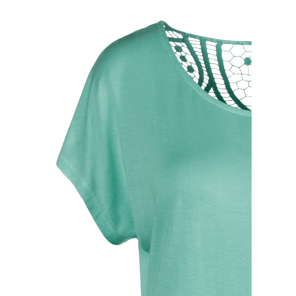 Vivance Kurzarmshirt »mit Häkelspitze am Rücken«, (2er-Pack), aus weichem Viskose-Stretch
