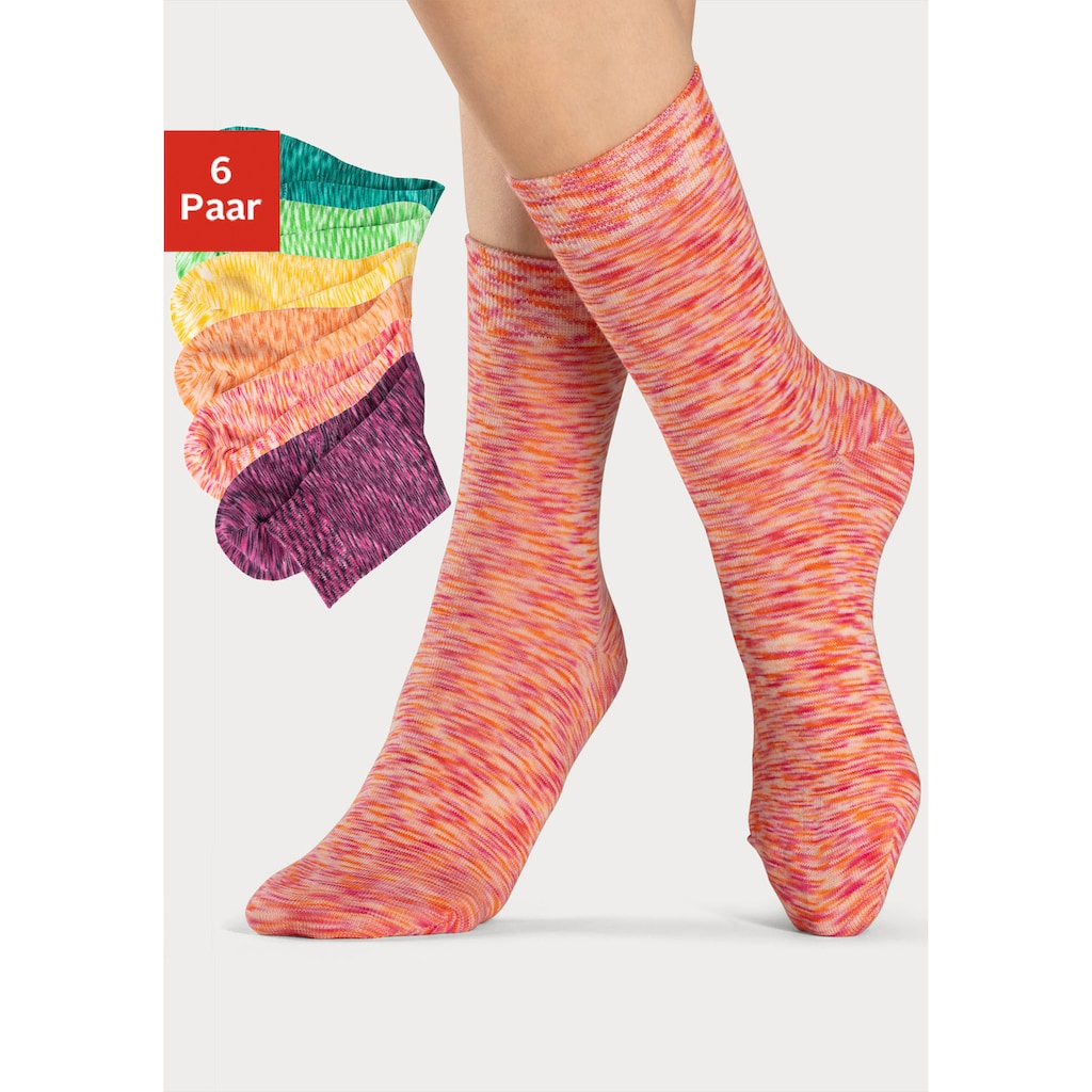 H.I.S Freizeitsocken, (Packung, 6 Paar), mit farbigem Garn