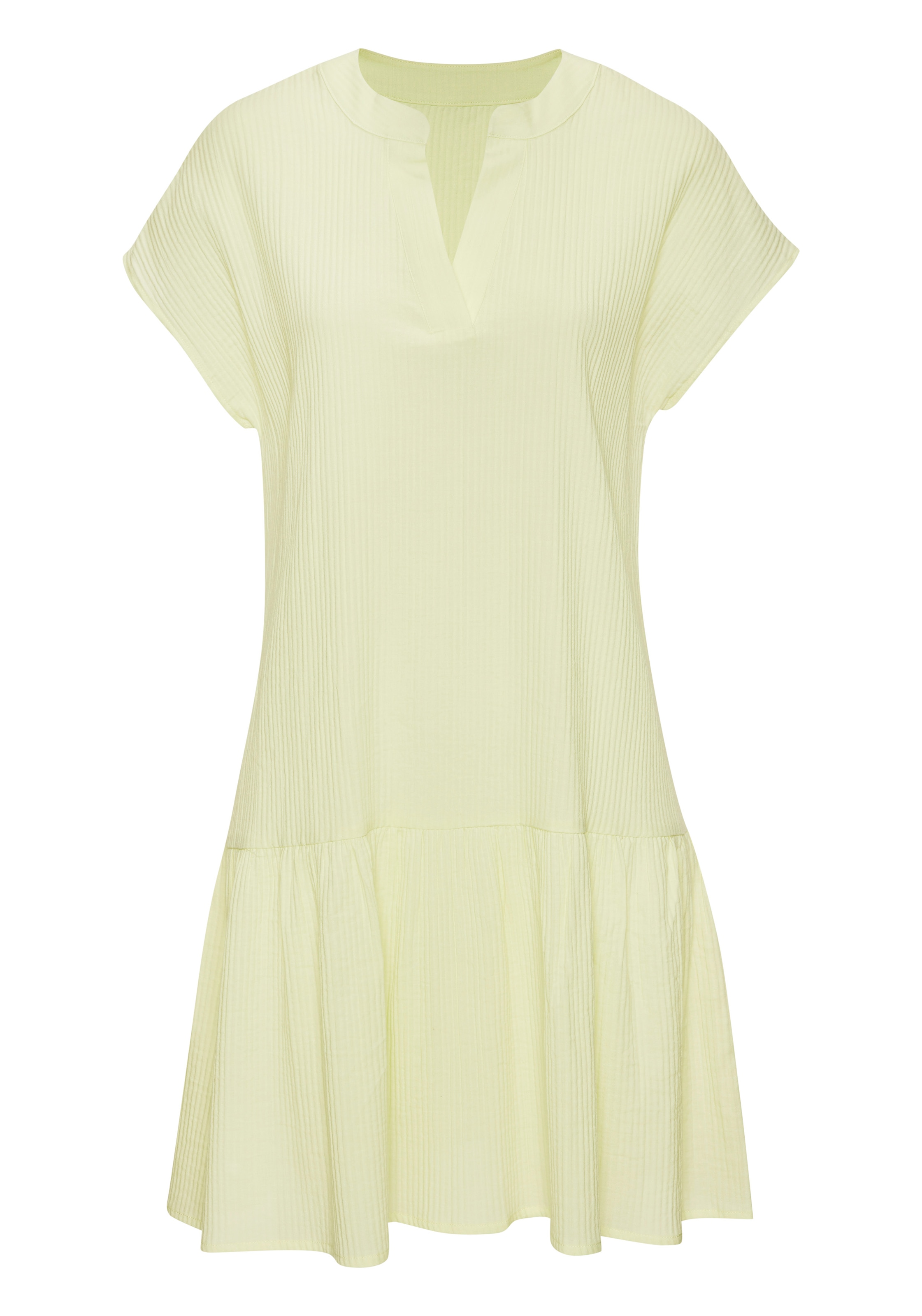 Vivance Blusenkleid »aus strukturierter Ware mit Volant« Ohne Taschen lockeres Tunikakleid, Sommerkleid, Strandkleid, Basic