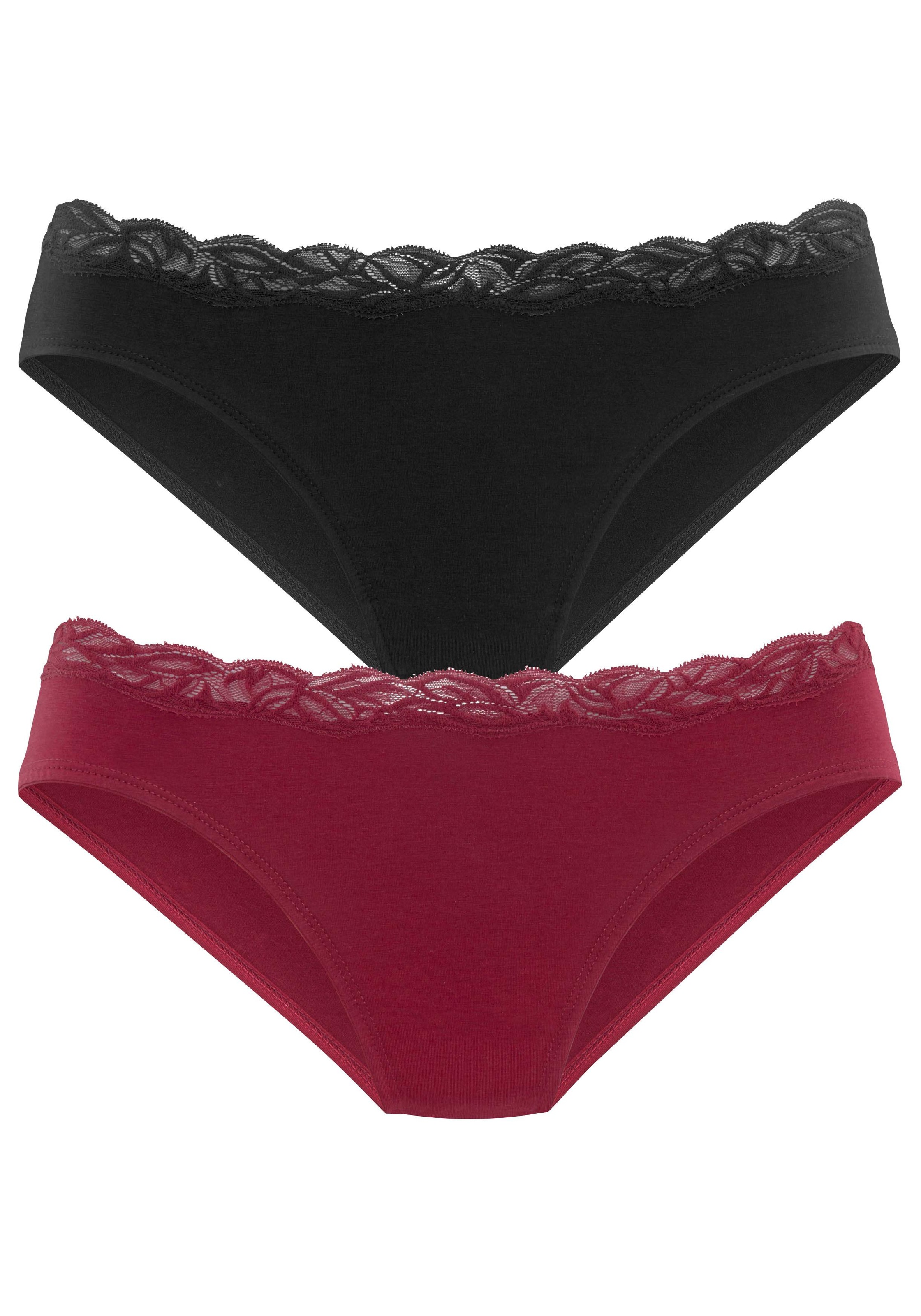 LASCANA Bikinislip mit floraler Spitze