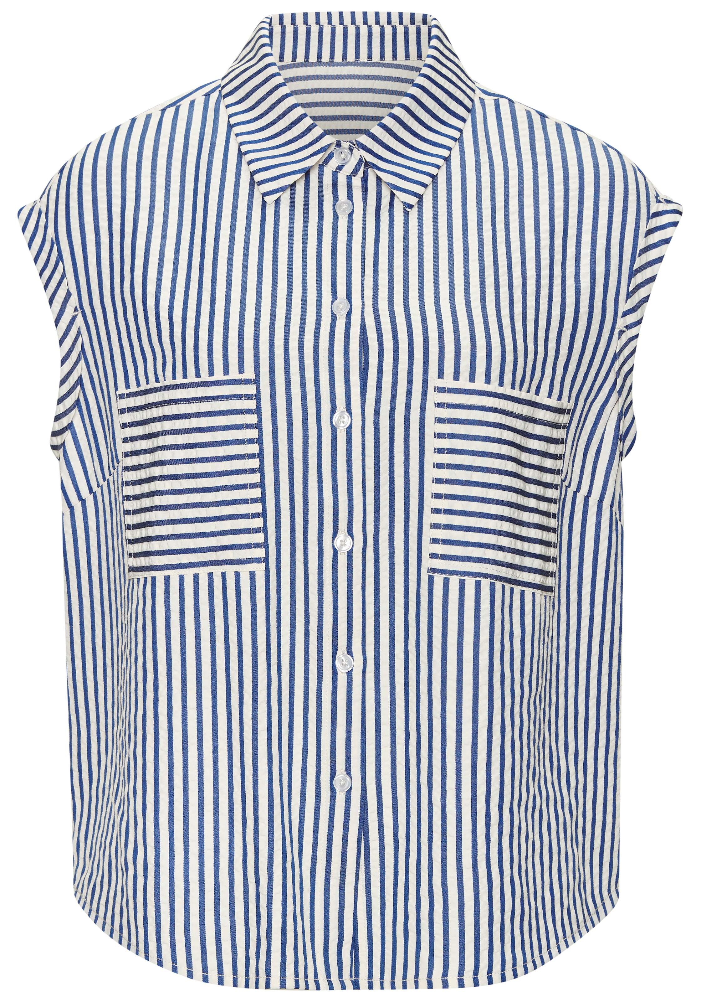 Vivance Blouse à manches courtes aus bügelfreier Strukturware, Damenbluse mit Streifenmuster