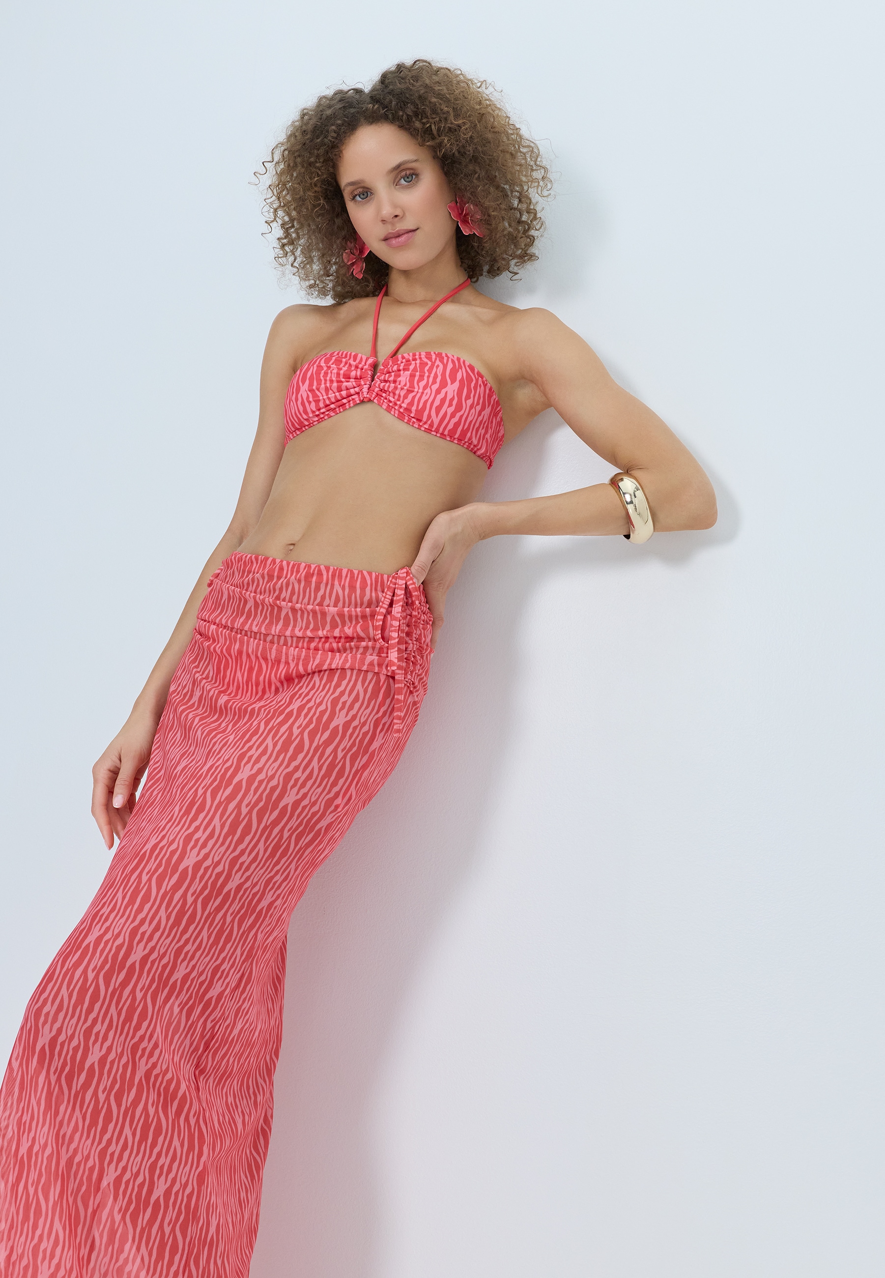 LSCN by LASCANA Jupe en maille avec impression graphique, jupe de plage, cover-up
