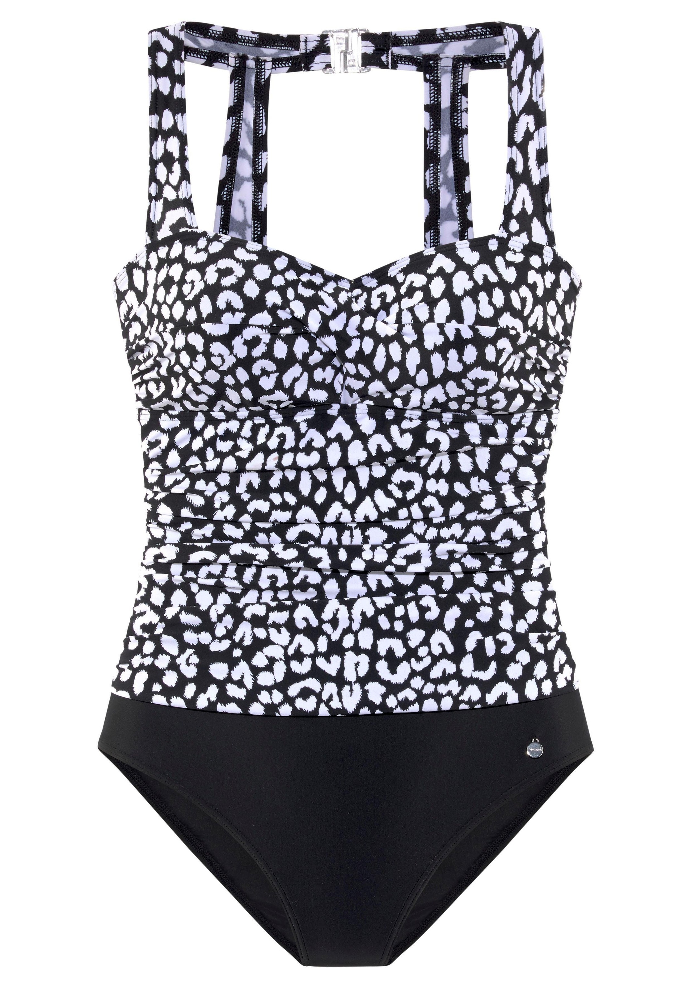 LASCANA Badeanzug mit trendigem schwarz-weiss Druck und Shaping-Effekt