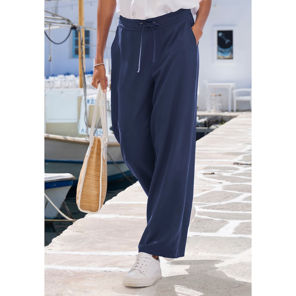 LASCANA Anzughose, mit Bindeband, Palazzohose aus Lyocell mit Taschen