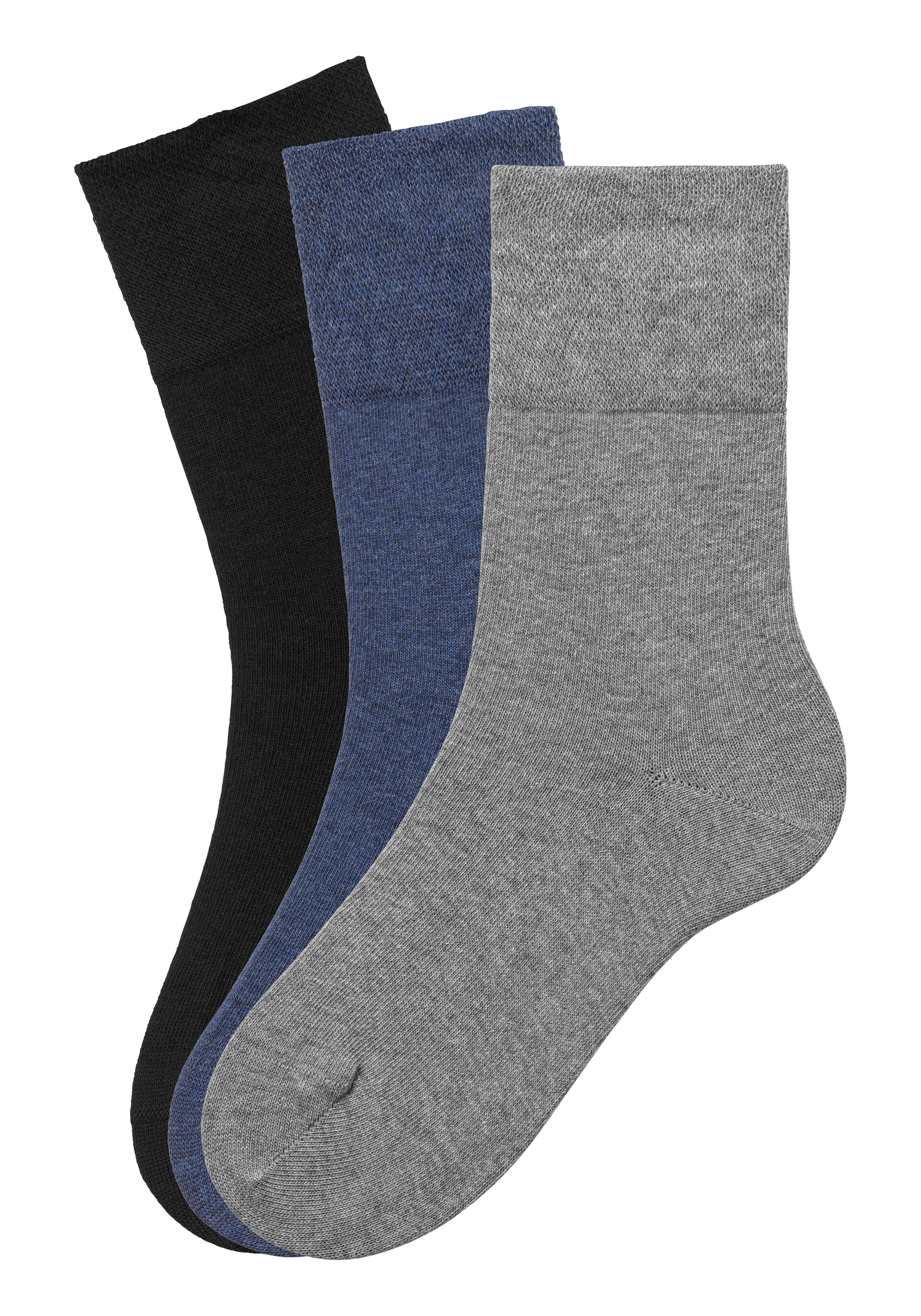 H.I.S Socken "Diabetikersocken Damen Herren Socken" Packung, 3 Paar tlg. mit Komfortbund auch für Diabetiker geeignet