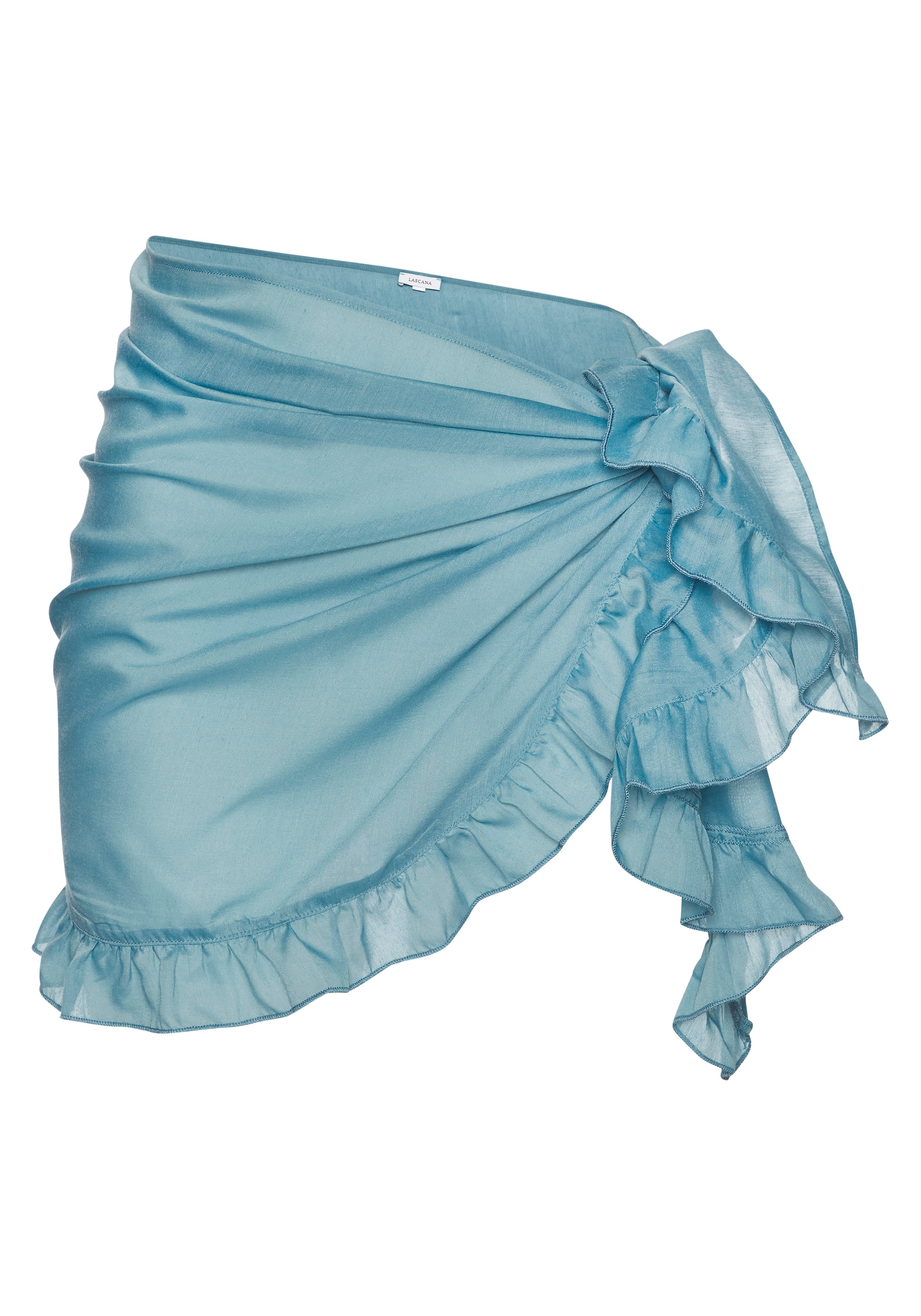 LASCANA Strandrock »mit Rüschenkante, leicht transparente Chiffonware« Pareo, kurzer Wickelrock, Beach Cover-up