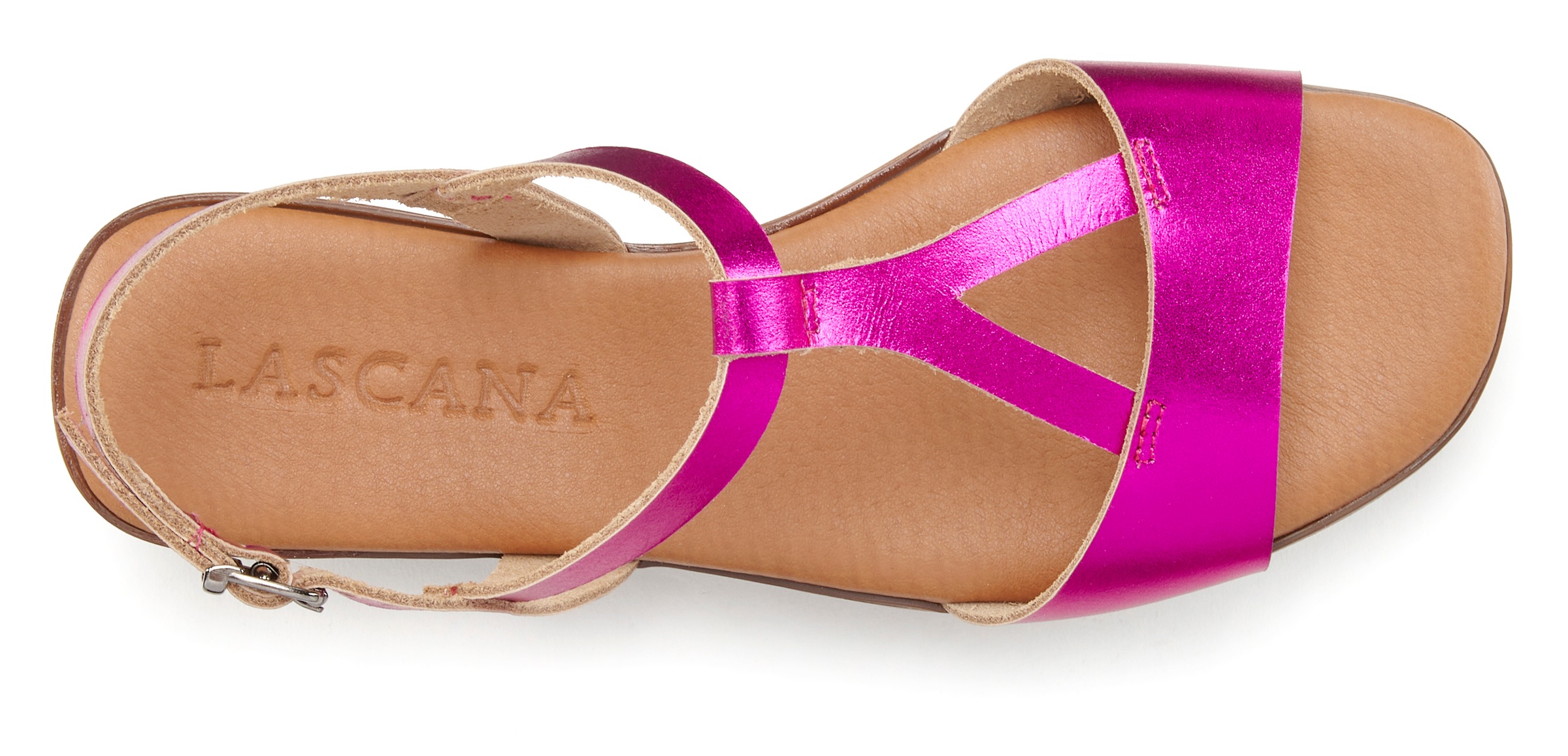 LASCANA Sandale »Sommerschuh«, aus Leder im Metallic-Look, Sandalette, Sommerschuh