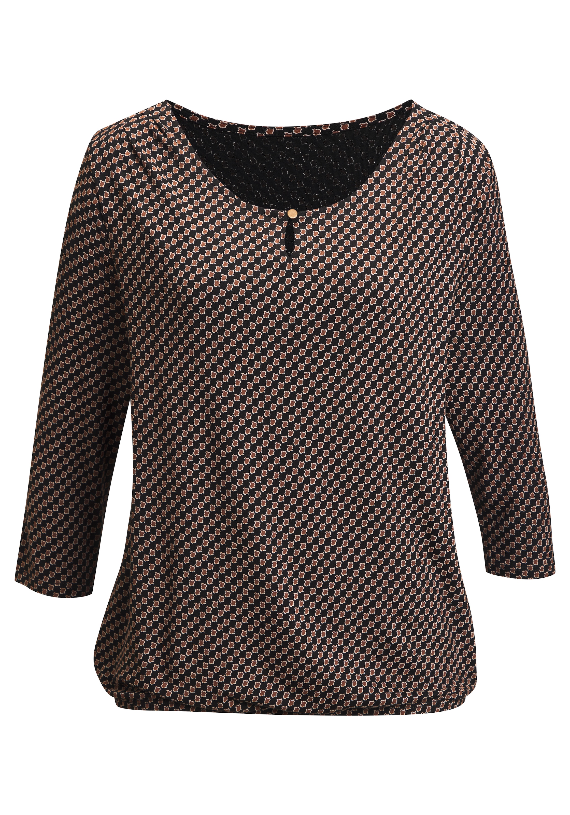 Vivance Rundhalsshirt »mit goldfarbenem Zierknopf am Ausschnitt« 2er-Pack,  aus weichem Viskose-Stretch