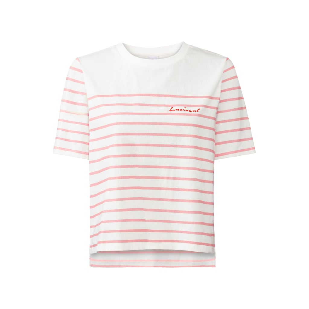 LASCANA T-Shirt, mit Streifen, Kurzarmshirt aus Baumwolle, schlanke Optik, Basic