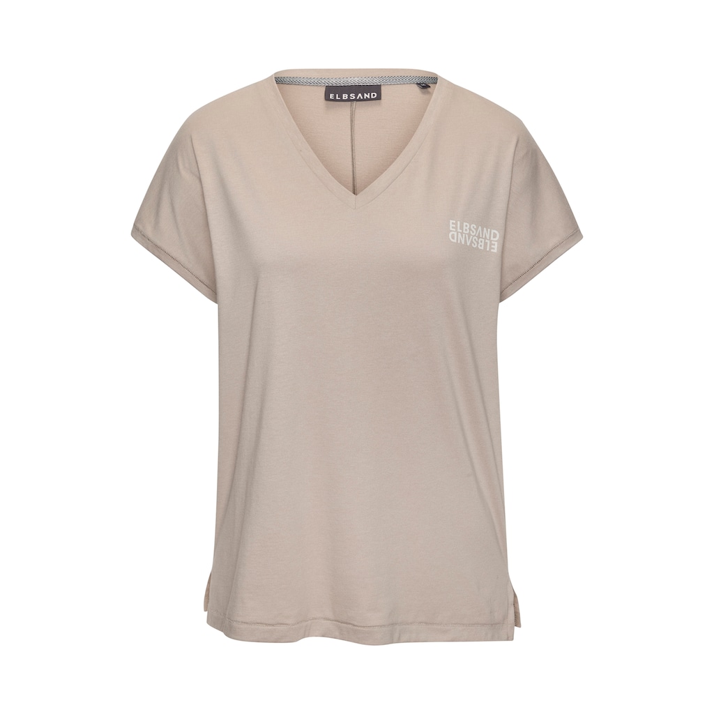 Elbsand V-Shirt, mit Logoprint, Kurzarmshirt, Basic