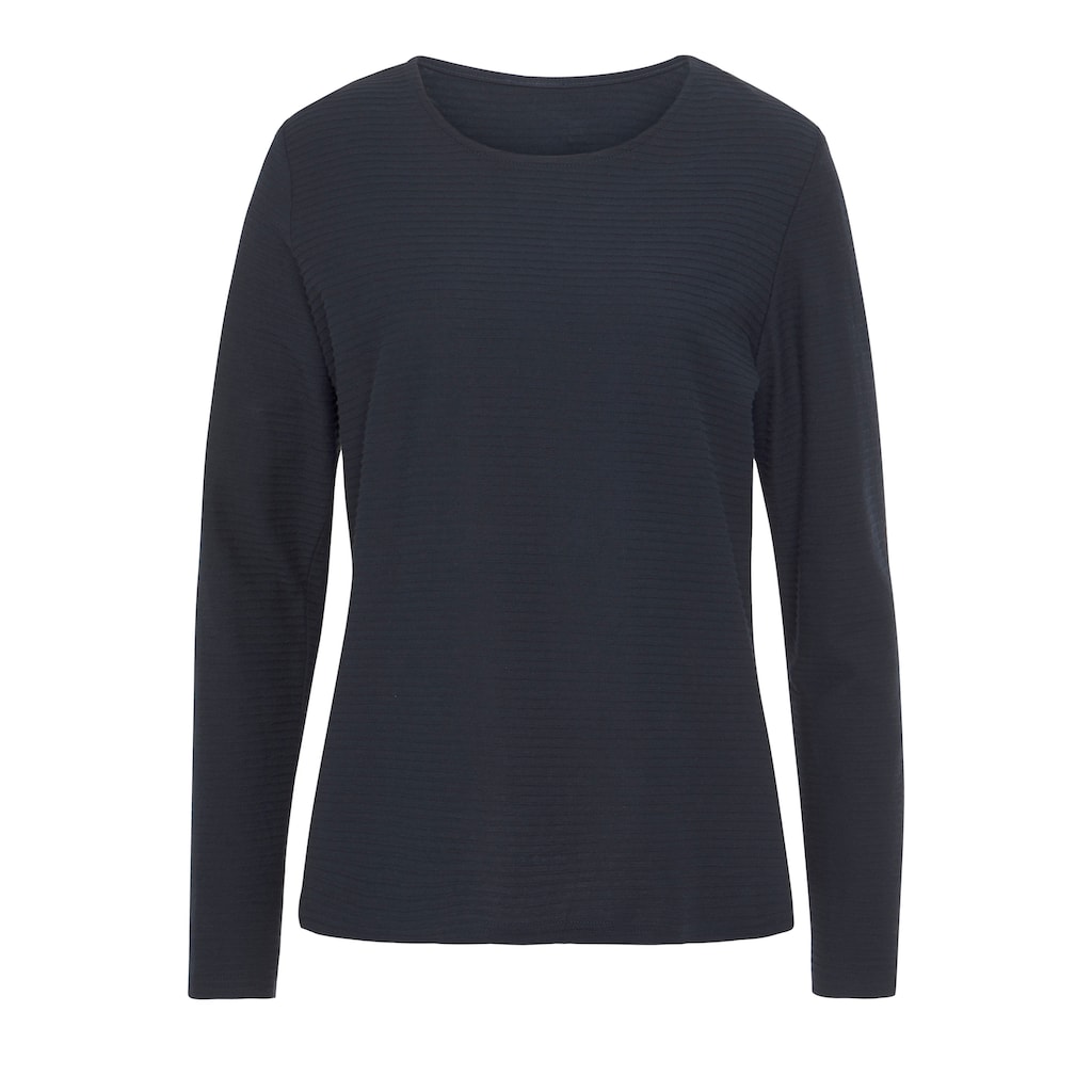 LASCANA Langarmshirt »mit Streifenstruktur«, (2er-Pack), aus weicher Baumwoll-Qualität