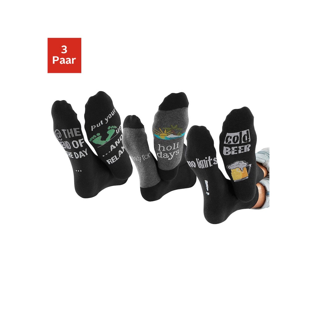 H.I.S Socken, (Packung, 3 Paar), mit Bier Print