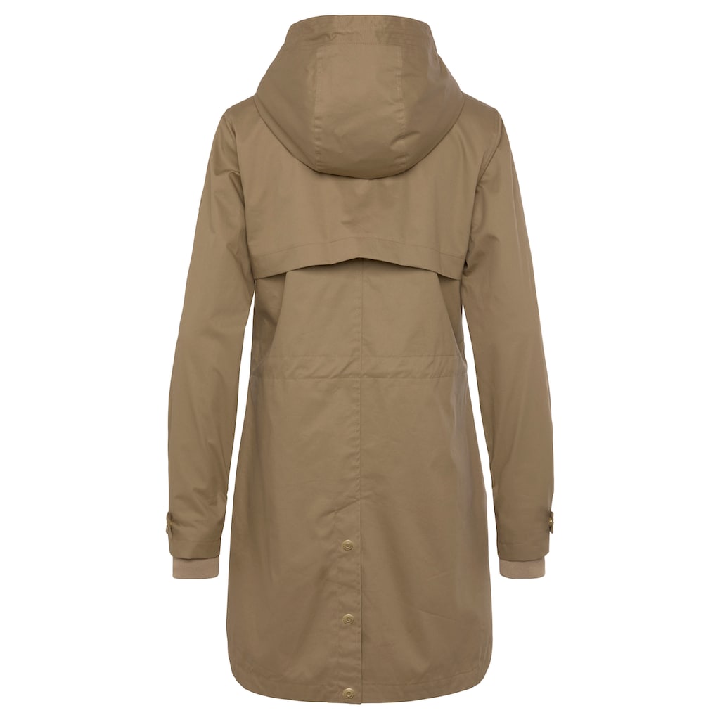 French Connection Outdoorjacke, mit Kapuze, Saumschlitz mit Druckknöpfen auf der Rückseite