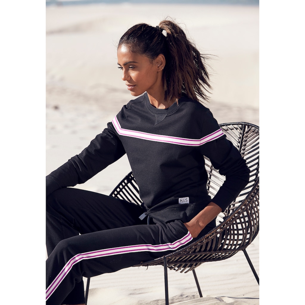 H.I.S Sweater, mit kontrastfarbigem Tape, Loungeanzug