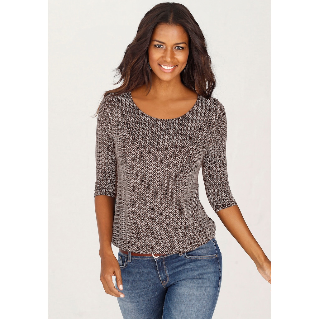 LASCANA 3/4-Arm-Shirt »mit modischem Cut-out«, (2er-Pack), aus weichem Viskose-Stretch