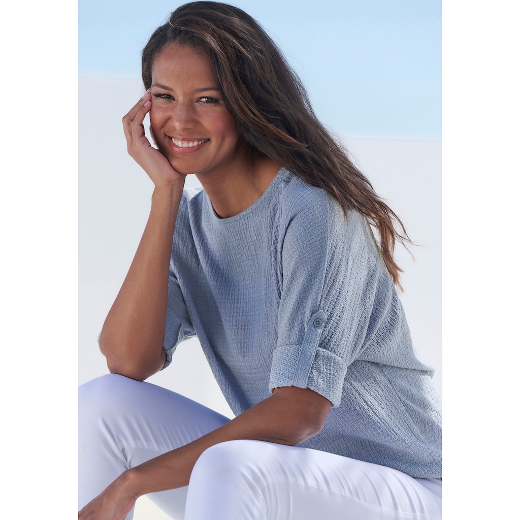 Vivance 2-in-1-Shirt »zum Krempeln«, aus bügelfreier Crêpe-Qualität