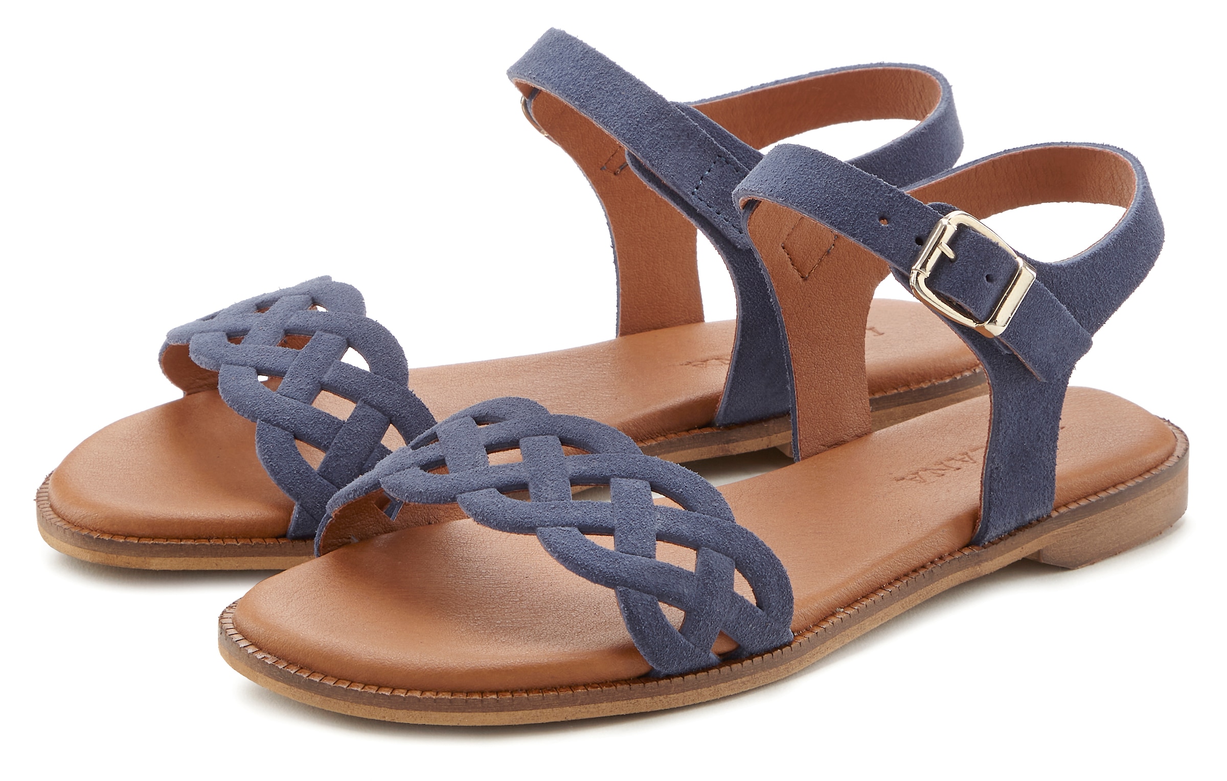 LASCANA Sandale »Sommerschuh«, Sandalette, Sommerschuh aus Leder mit Cut-Outs und weicher Innensohle