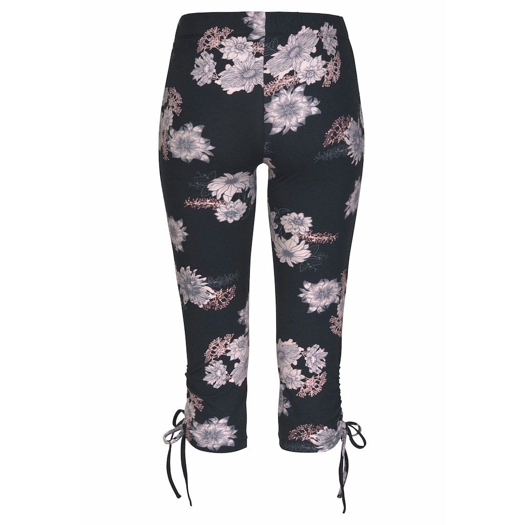 LASCANA Caprileggings, mit seitlicher Raffung und Allover-Druck, 3/4-Länge, Stretch