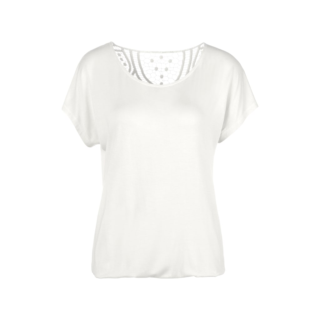 Vivance Kurzarmshirt »mit Häkelspitze am Rücken«, (2er-Pack), aus weichem Viskose-Stretch