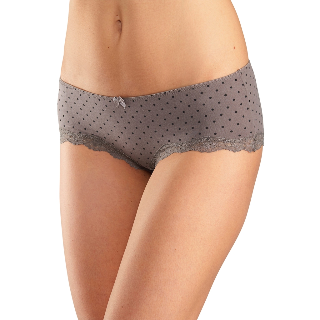 LASCANA Panty, (3er-Pack), aus elastischer Baumwolle mit zarter Spitze