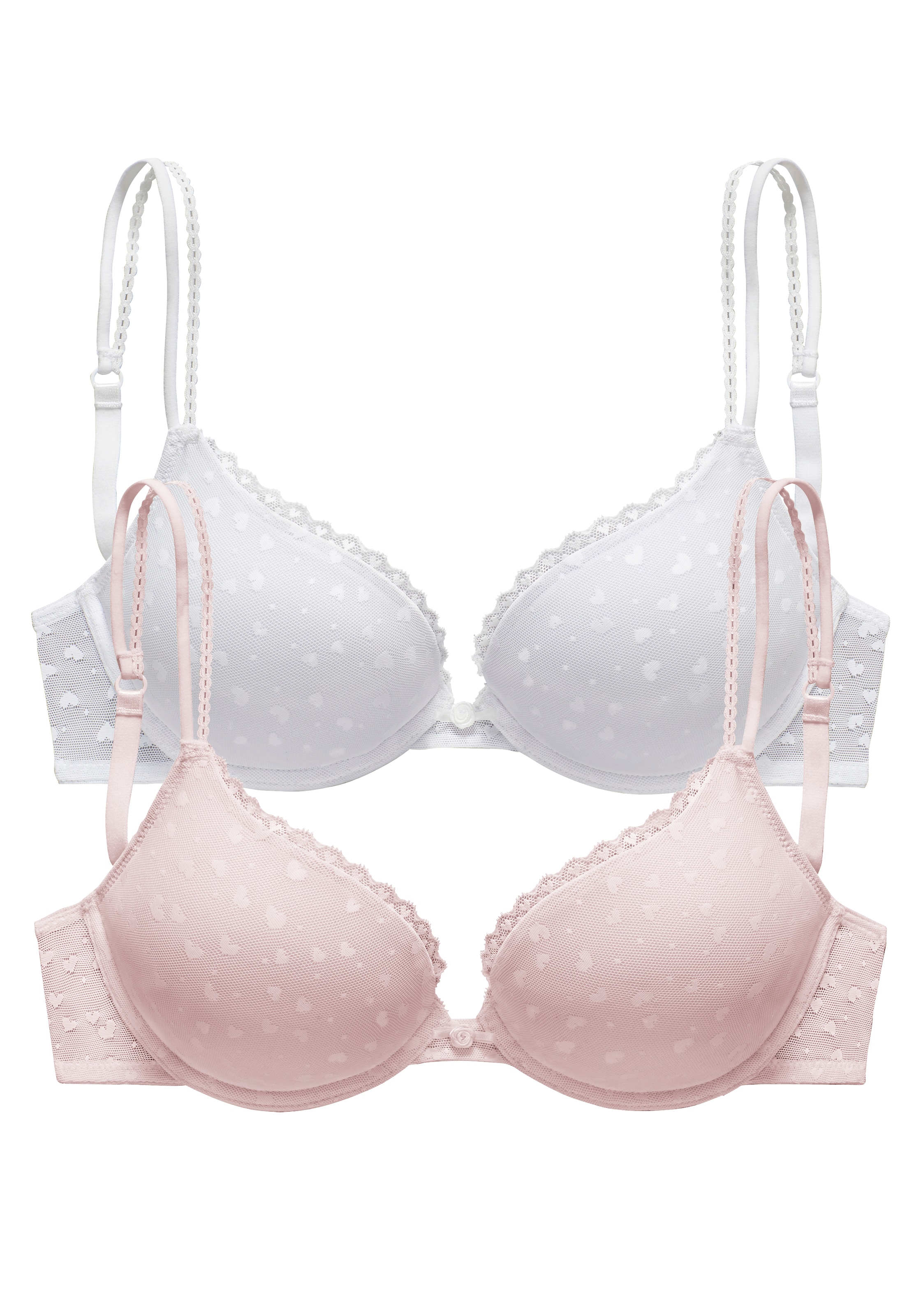 petite fleur Push-up-BH, aus süssem Herzchen-Mesh mit edlen Spaghettiträgern, sexy Dessous