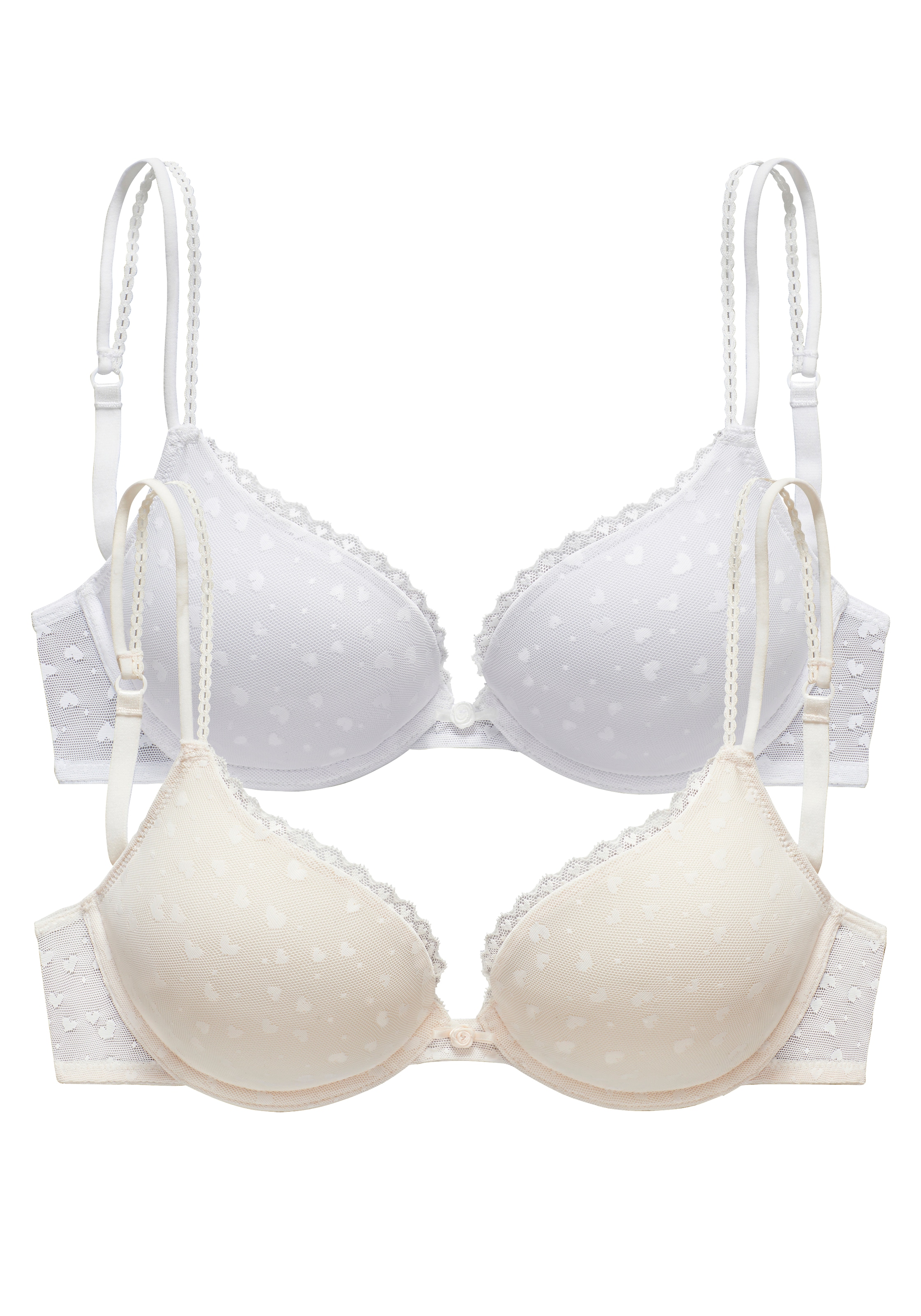 petite fleur Push-up-BH, aus süssem Herzchen-Mesh mit edlen Spaghettiträgern, sexy Dessous