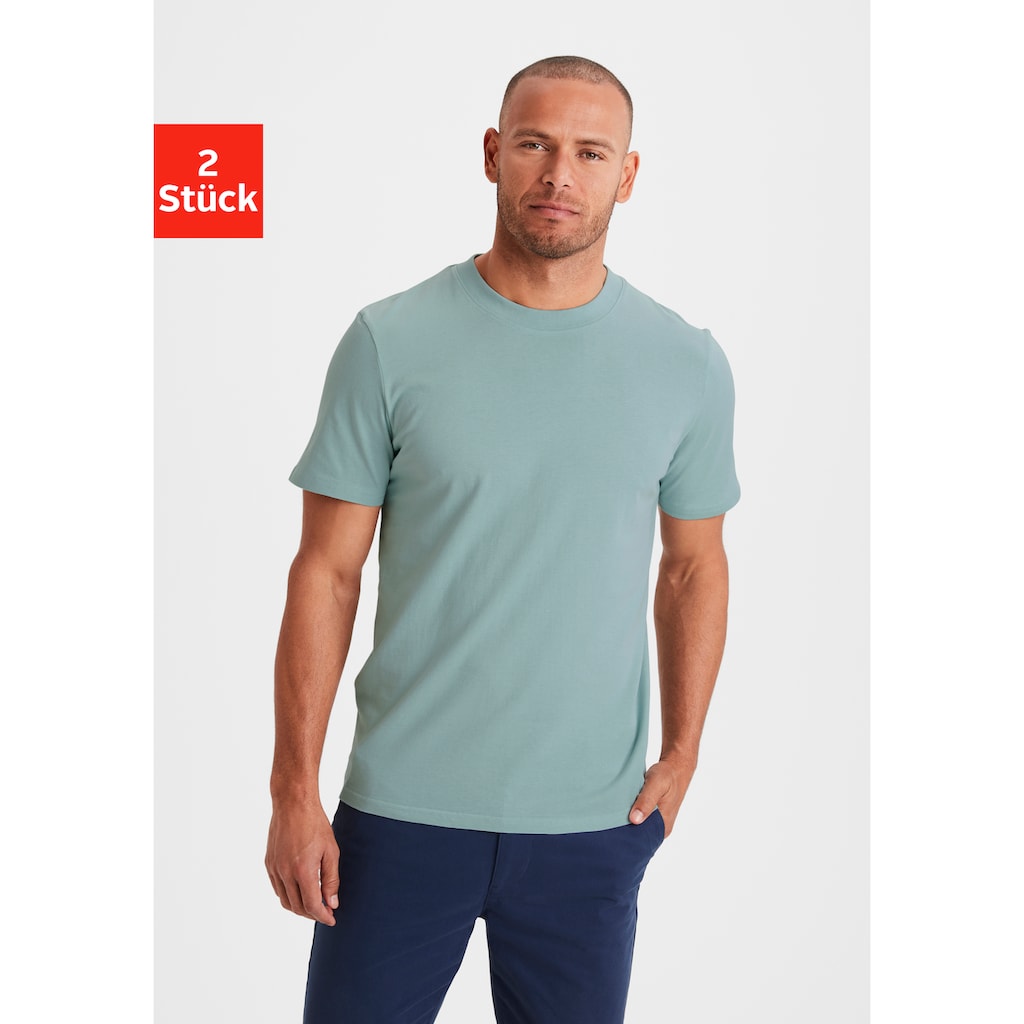 KangaROOS T-Shirt, (2er-Pack), Freizeitshirt mit Kurzarm, Rundhals aus reine Baumwolle