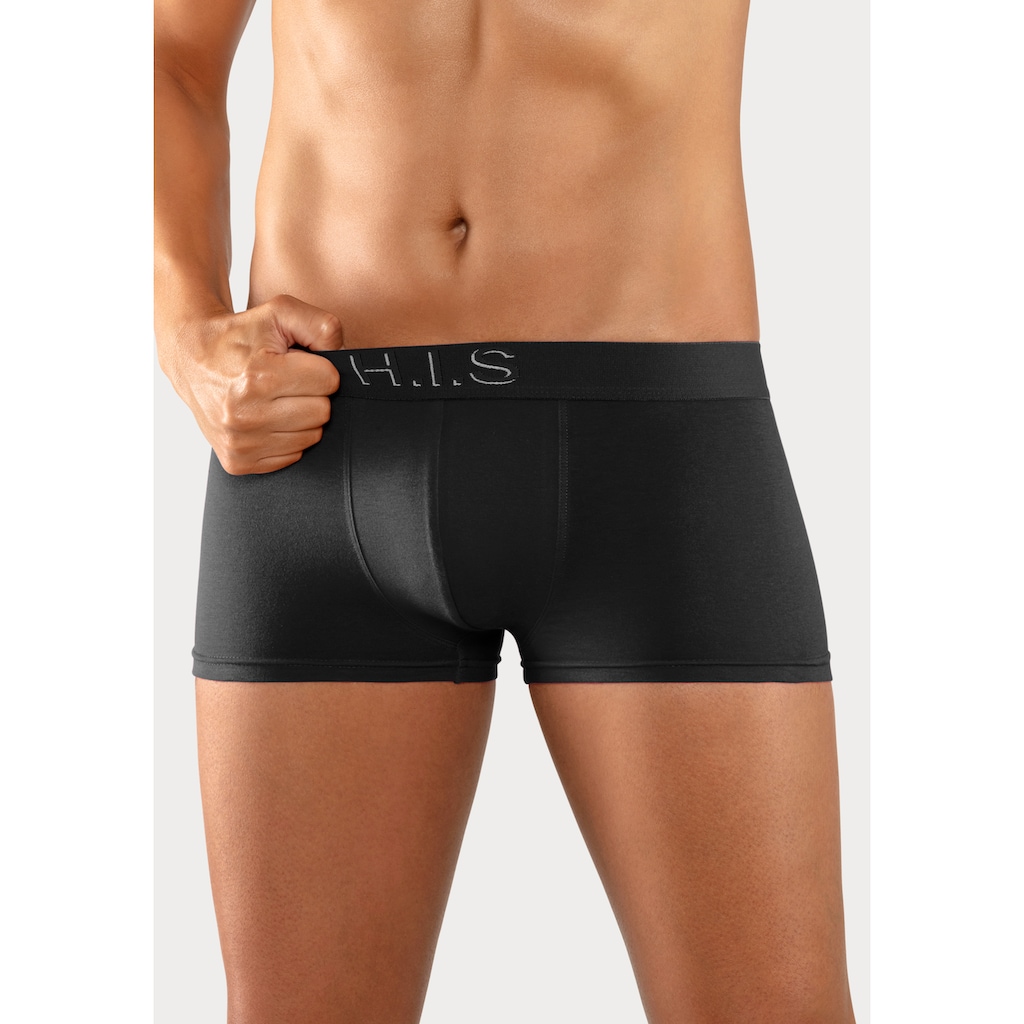 H.I.S Hipster, (Packung, 5 St.), knapp sitzende Boxershorts am Webbund mit Logoschriftzug mit 3D Effekt