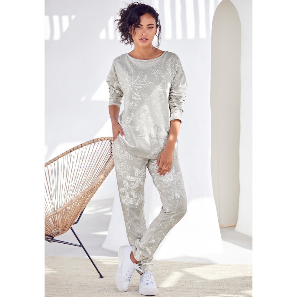LASCANA Loungehose, mit floralem Alloverdruck, Loungeanzug