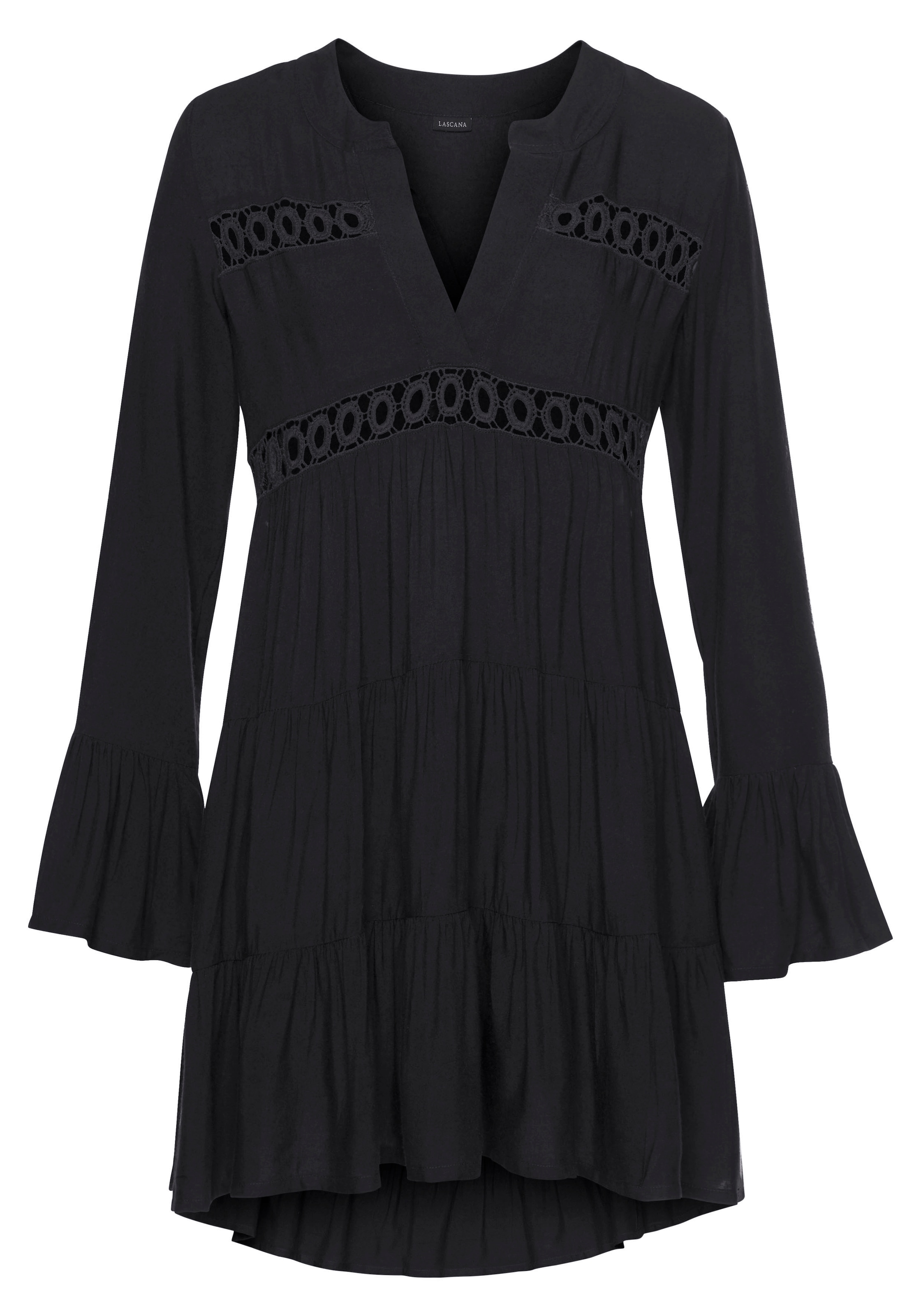LASCANA Longbluse, mit Spitzeneinsätzen, Tunika, Blusenkleid, Strandmode