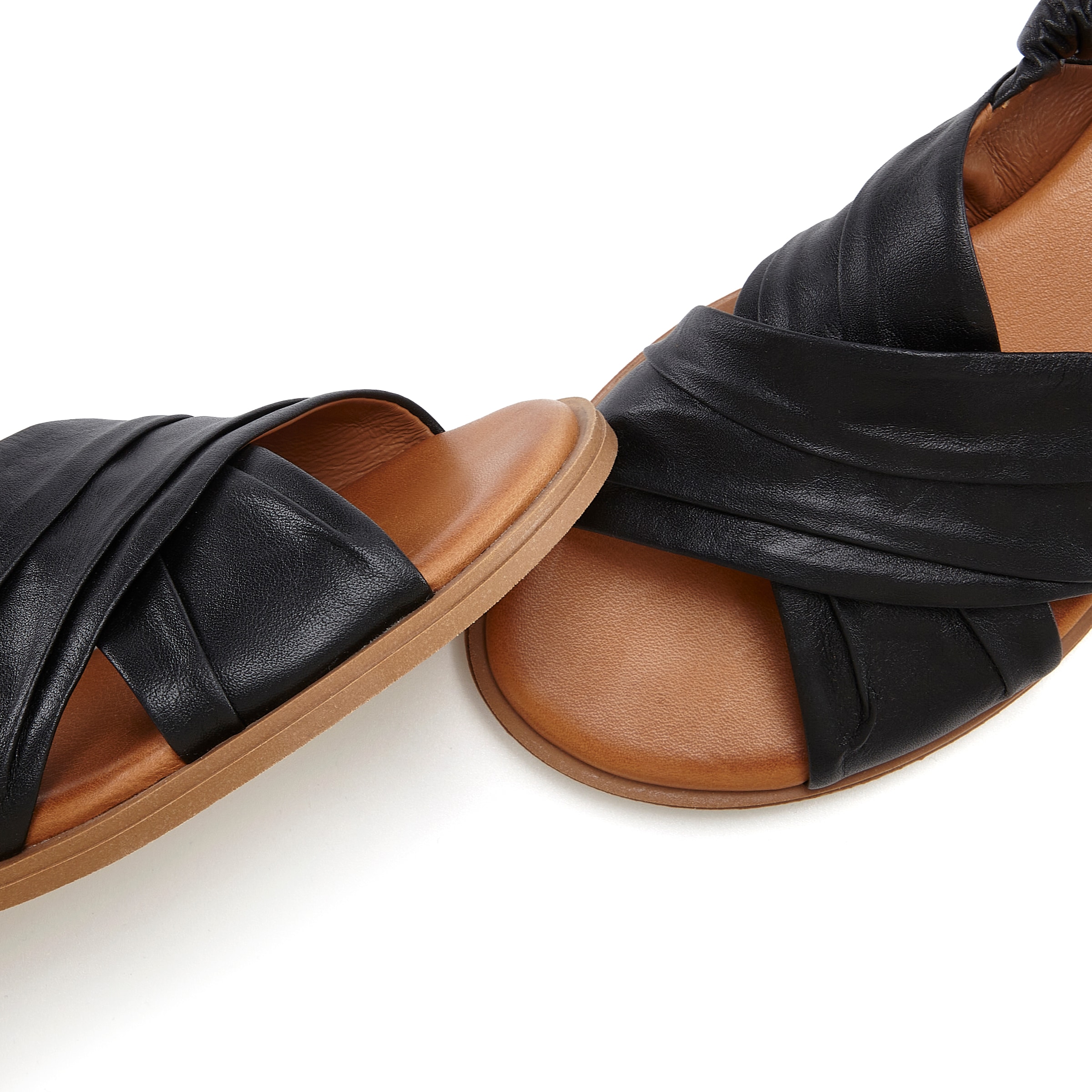 LASCANA Sandale »Sandalette, Sommerschuh, offener Schuh, Pantolette«  aus Leder mit elastischen Riemchen