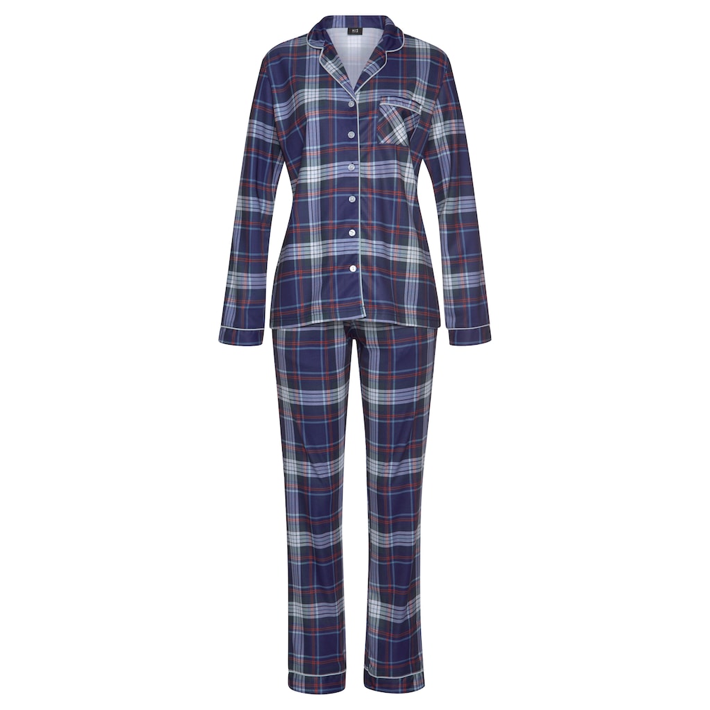 H.I.S Pyjama, (Set, 2 tlg.), aus Flanell mit Allover-Karomuster