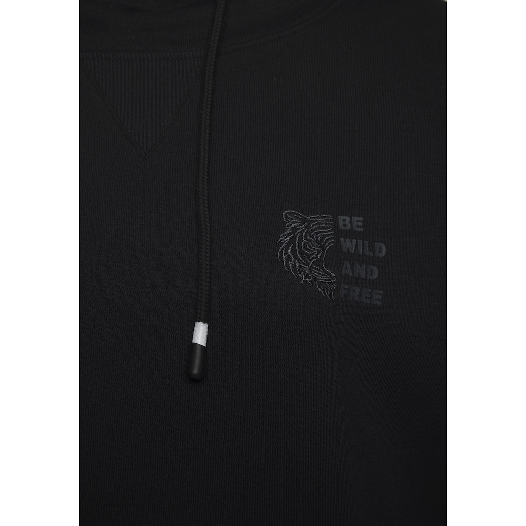 Buffalo Kapuzenpullover, mit Kontraststickerei und seitliche Taschen