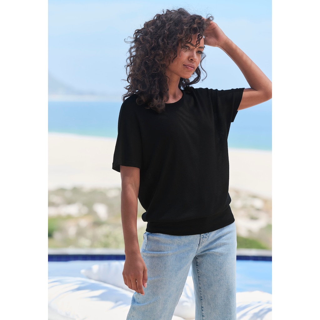 Vivance Kurzarmshirt »mit breitem Bund«, aus weichem Viskose-Feinstrick