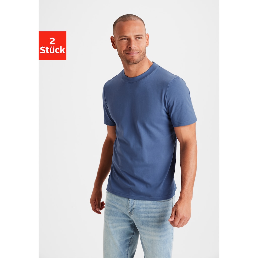 KangaROOS T-Shirt, (2er-Pack), Freizeitshirt mit Kurzarm, Rundhals aus reine Baumwolle