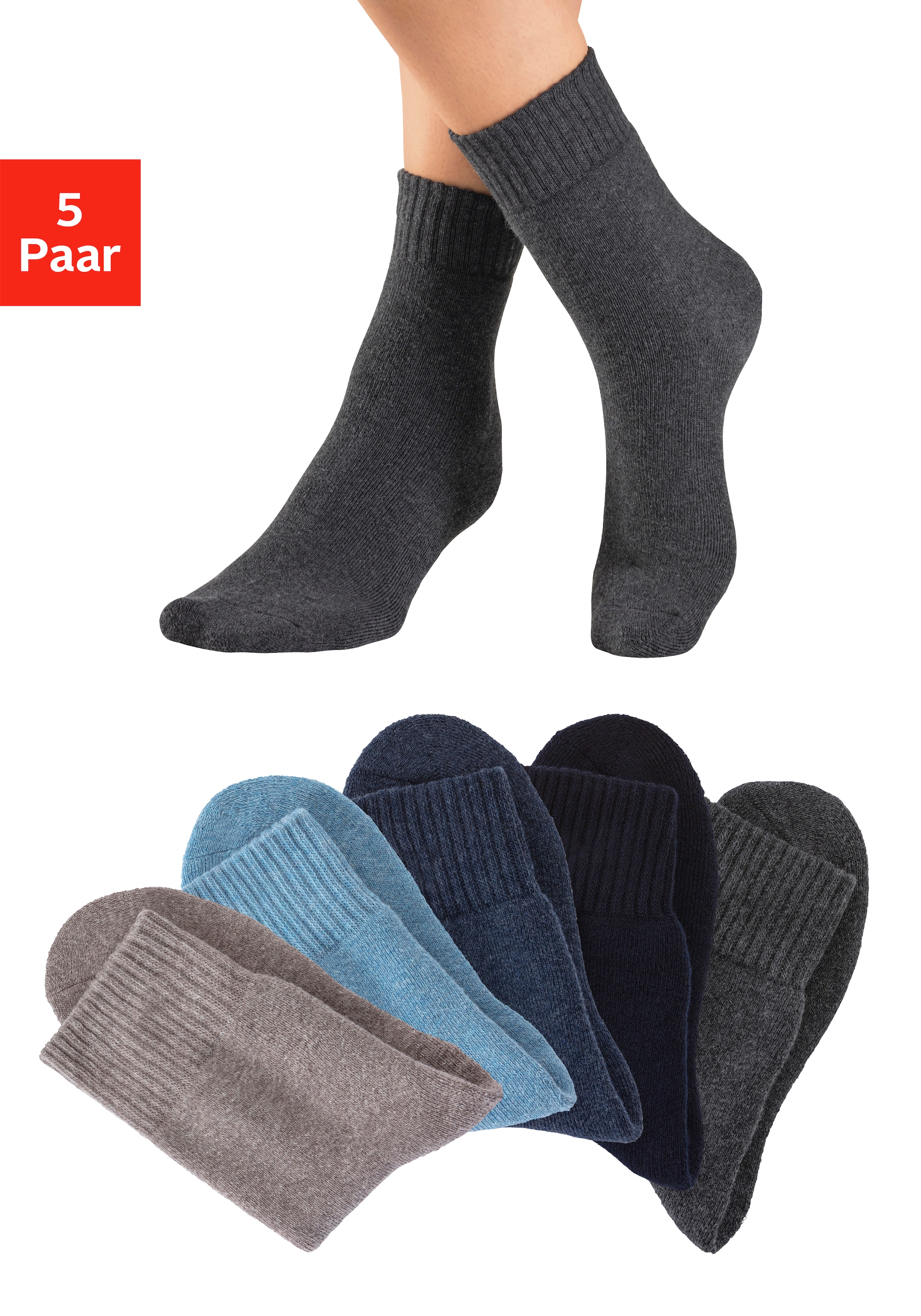 Lavana Chaussettes basiques Packung, 5 Couple tlg. Thermosocken mit Vollfrottee