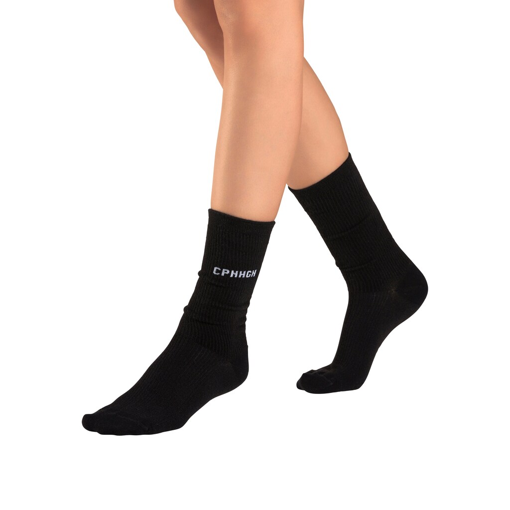 Copenhagen Studios Basicsocken, (Packung, 3 Paar), mit Rippstruktur und Stickerei