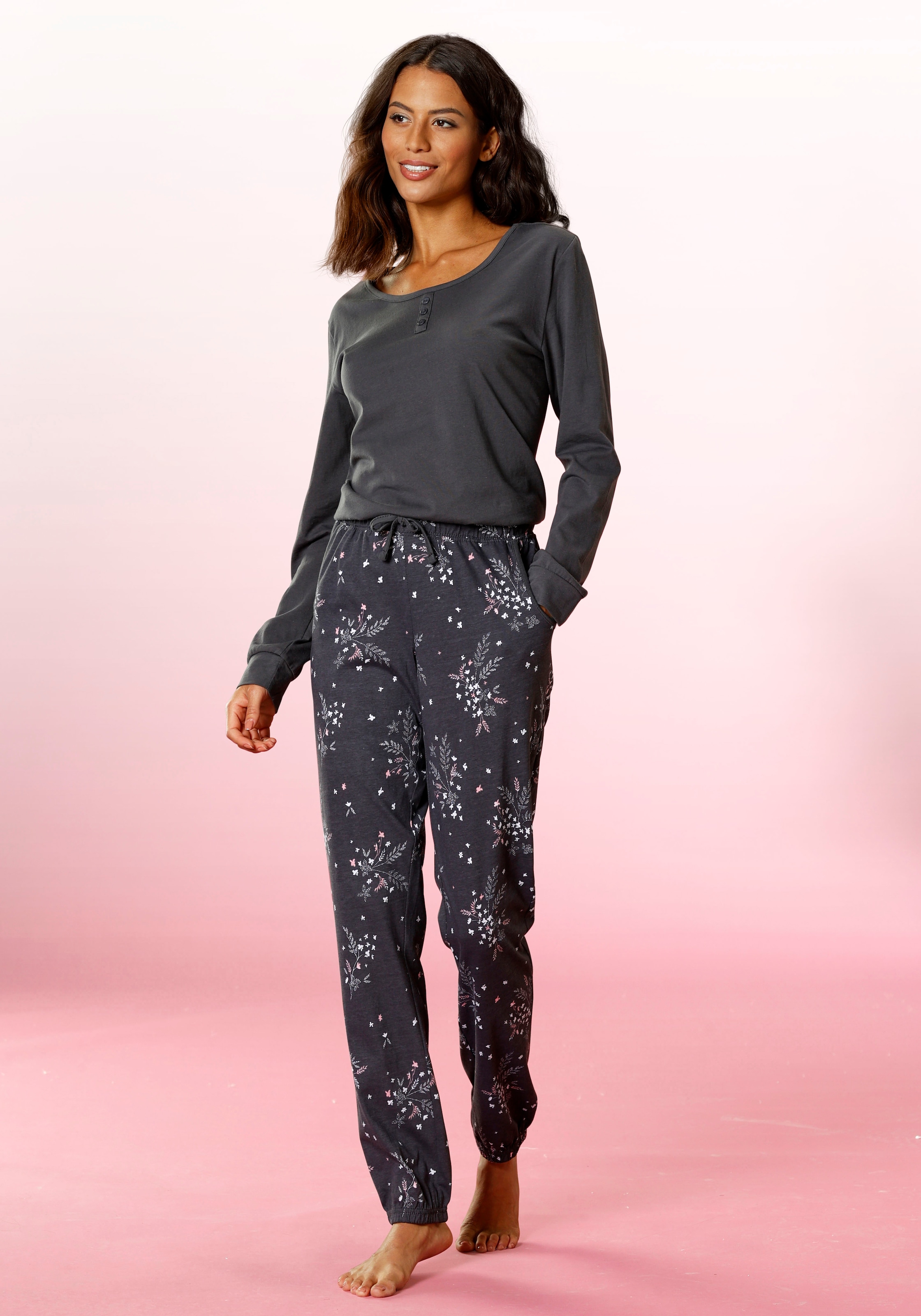 Vivance Dreams Pyjama 2 tlg. mit feinem Blumenprint