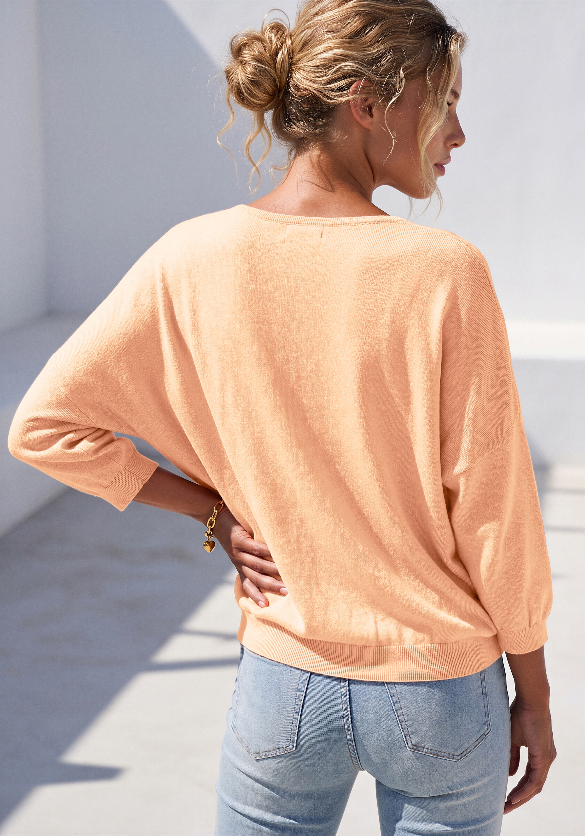 Vivance Pull chauve-souris »aus weicher Feinstrickqualität, lässiger V-Pullover« pull en tricot à col en V, pull fin en tricot, coupe décontractée