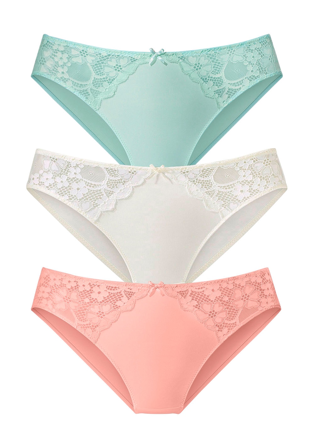 petite fleur Slip, (3 St.), mit leicht transparenter Jacquardspitze an den Seiten