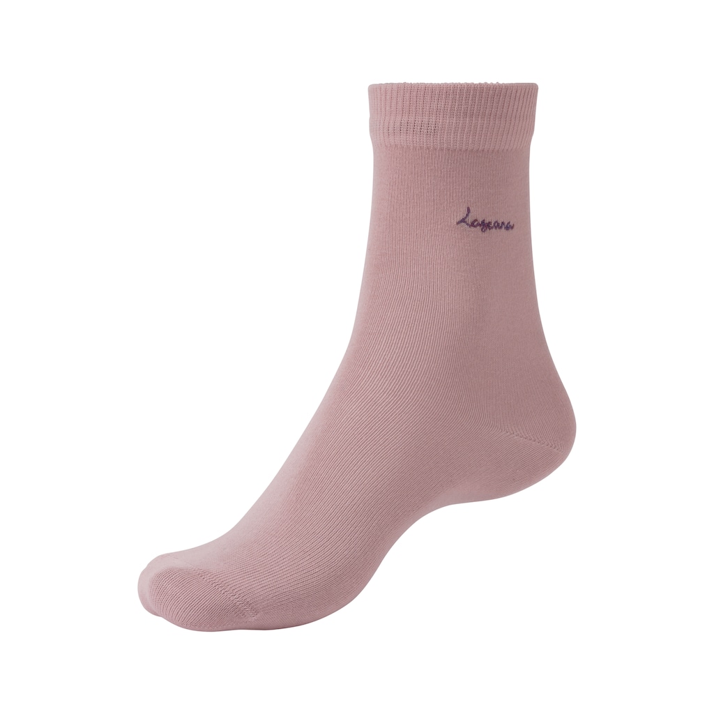 LASCANA Basicsocken, (Box, 7 Paar), mit hochwertiger Logo Stickerei