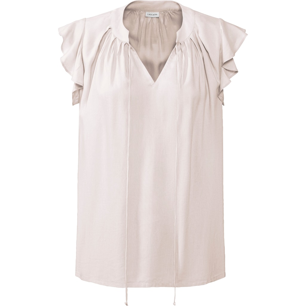 LASCANA Schlupfbluse, mit Rüschenärmeln, Kurzarmbluse, elegant