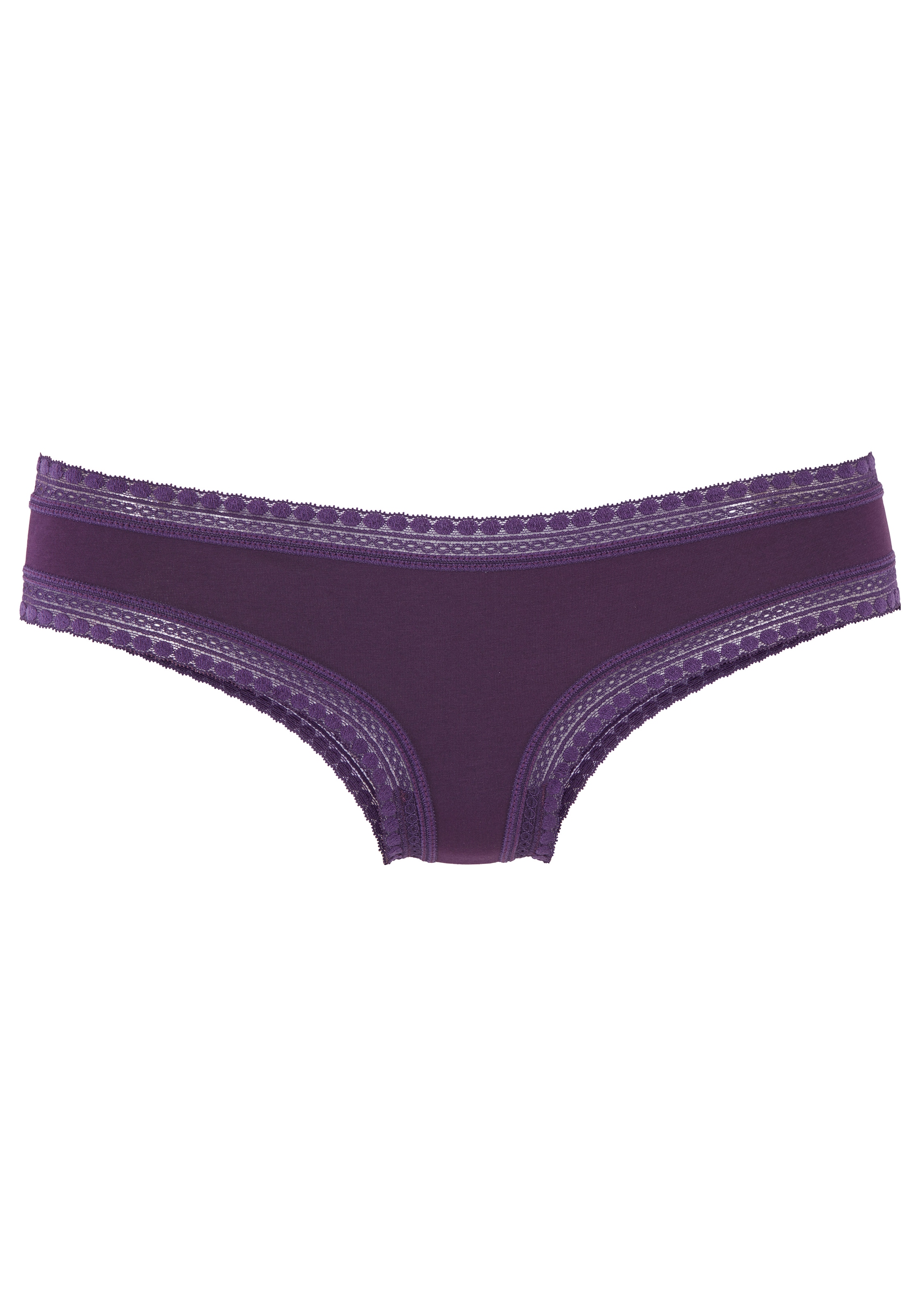 LASCANA Brasilslip 3er-Set, aus elastischer Baumwolle mit weicher Spitze