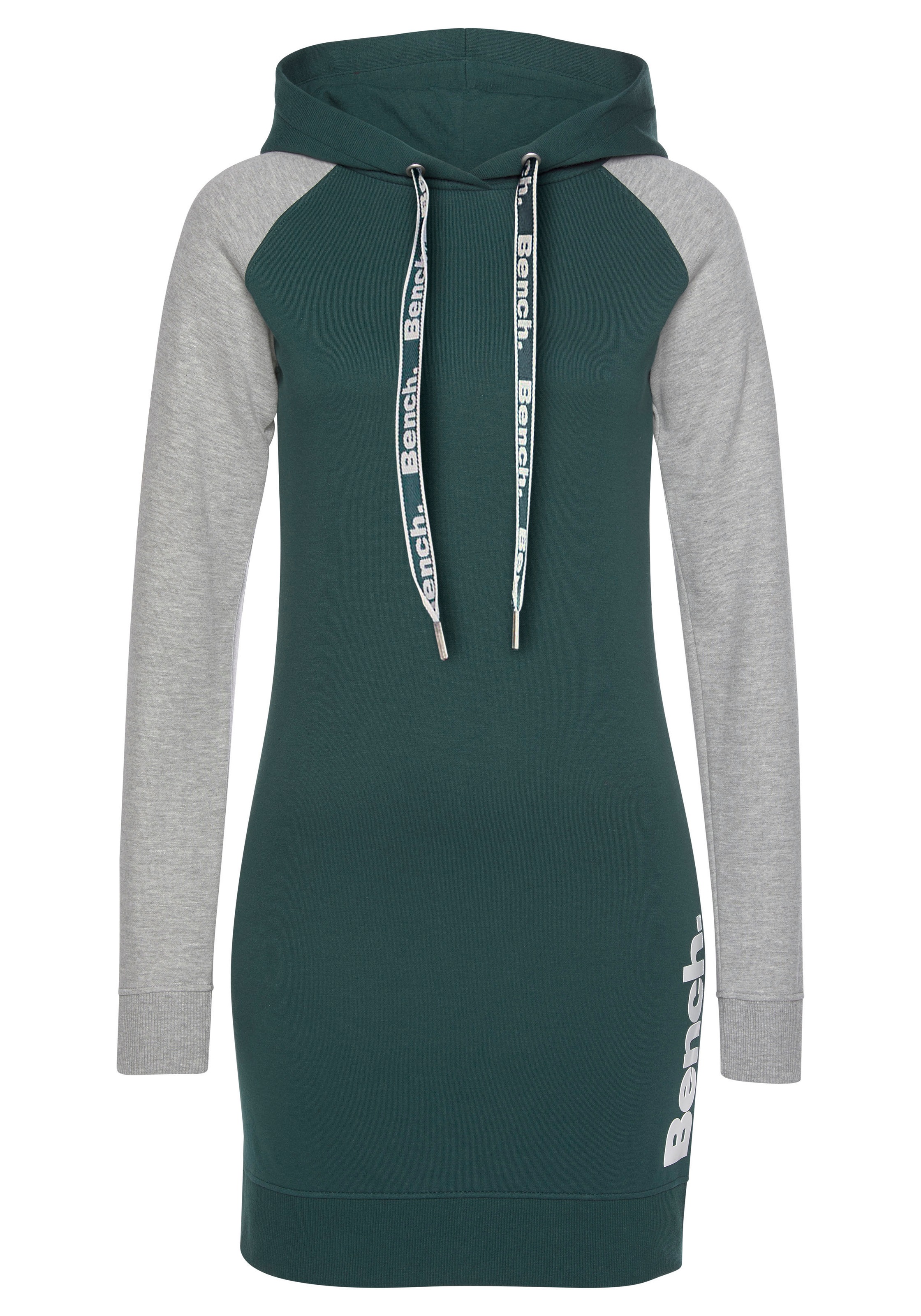 Bench. Loungewear Sweatkleid mit Kapuze und farblich abgesetzten Ärmeln, Loungewear
